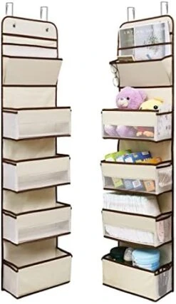 GALMAXS7 2 Pack 5-Shelf Over The Door Hanging Organizer With 8 Mesh Side Pockets, Back Of Door Storage Organizer, Closet Door Organizer Hanging Diaper Storage Organizer, Door Hanger Organizer, Grey -Songmics Furniture Shop 41zgkxgiJVL. AC