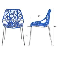 Bonnlo Modern Stackable Chair Set Of 4 Kitchen Dining Chair Birch Sapling Comfy Chairs For Indoor Use (Blue) 10 Bonnlo Modern Stackable Chair Set Of 4 Kitchen Dining Chair Birch Sapling Comfy Chairs For Indoor Use (Blue) -Songmics Furniture Shop 41ziJtUb6tL