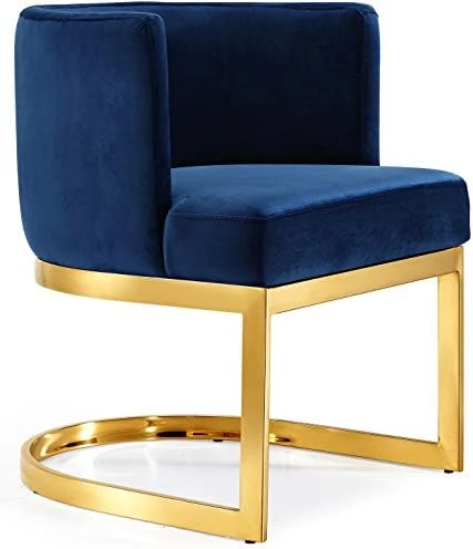Meridian Furniture Gianna Collection Modern | Contemporary Velvet Upholstered Dining Chair With Polished Gold Metal Frame, 24" W X 22" D X 29.5" H, Black 5 Meridian Furniture Gianna Collection Modern | Contemporary Velvet Upholstered Dining Chair With Polished Gold Metal Frame, 24" W X 22" D X 29.5" H, Black - Image 5