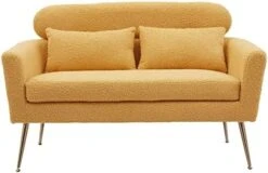Betoko 51‘’ Loveseat Sofa Small Couch Two Seat Mid Century Modern Sofa With 2 Throw Pillows And Gold Metal Legs For Small Space Office Studio Apartments Bedroom,Ivory 26 Betoko 51‘’ Loveseat Sofa Small Couch Two Seat Mid Century Modern Sofa With 2 Throw Pillows And Gold Metal Legs For Small Space Office Studio Apartments Bedroom,Ivory -Songmics Furniture Shop 41zsKV51mWL. AC
