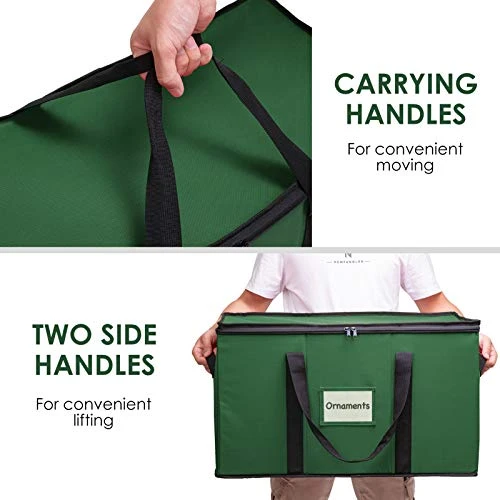 WBHome Christmas Ornament Storage Box With Lid, 3''& 4'' Compartment Storage Container With Adjustable Dividers, Keeps 114 Holiday Ornaments & Decoration Accessories, Green 4 WBHome Christmas Ornament Storage Box With Lid, 3''& 4'' Compartment Storage Container With Adjustable Dividers, Keeps 114 Holiday Ornaments & Decoration Accessories, Green - Image 4