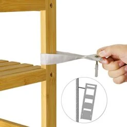 VIAGDO Bamboo Bathroom Shelf 6-Tier, 64.2" Height Narrow Shelving Unit, Multifunctional Storage Rack, Plant Stand Wood Corner Shelf For Kitchen, Livingroom, Hallway, Bathroom Storage Organizer Shelf -Songmics Furniture Shop 41zxbusDFoL