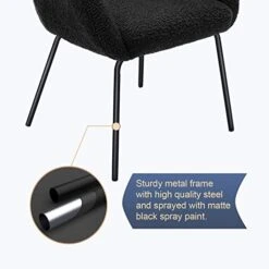 ONEVOG Upholstered Sherpa Dining Chair, Cozy Curved Back Dinner Chair Modern Boucle Teddy Chairs With Arms, Faux Wool Fleece Chair For Kitchen & Dining Room (Black) 14 ONEVOG Upholstered Sherpa Dining Chair, Cozy Curved Back Dinner Chair Modern Boucle Teddy Chairs With Arms, Faux Wool Fleece Chair For Kitchen & Dining Room (Black) -Songmics Furniture Shop 41zymZPszNL