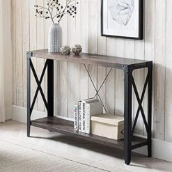 OKD Console Tables For Entryway, Hallway Table, 2-Tier Entrance Tables, Industrial Long Tables For Living Room, With Storage And X-Frame Open Shelf, Easy Assemble, Dark Rustic Oak -Songmics Furniture Shop 51 3CMsKcQS. AC