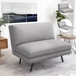 IULULU Futon Sofa Bed, Convertible Sleeper Couch Daybed With 2 Cup Holders And Removable Armrest For Apartment, Studio, Dorm, Office, Home, Khaki 13 IULULU Futon Sofa Bed, Convertible Sleeper Couch Daybed With 2 Cup Holders And Removable Armrest For Apartment, Studio, Dorm, Office, Home, Khaki -Songmics Furniture Shop 51 6T6R3G7L. AC