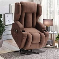 OBBOLLY Power Lift Recliner Chair For Elderly, Massage Chair Recliner With Heat, Linen Fabric Lazy Sofa Chairs With Cup Holders, USB, Side Pockets For Living Room -Songmics Furniture Shop 51 981q55IL. AC