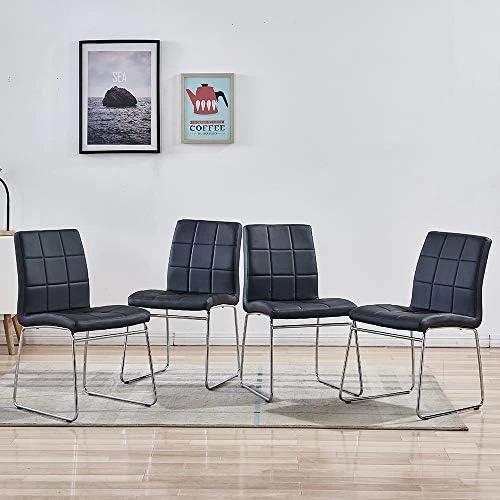 Modern Faux Leather Dining Chairs Indoor Use, Comfortable Kitchen Chairs With Chrome Legs For Kitchen, Living, Bedroom, Waiting Room Chairs, Dining Room Side Chairs Set Of 2 (Gray) 11 Modern Faux Leather Dining Chairs Indoor Use, Comfortable Kitchen Chairs With Chrome Legs For Kitchen, Living, Bedroom, Waiting Room Chairs, Dining Room Side Chairs Set Of 2 (Gray) - Image 11