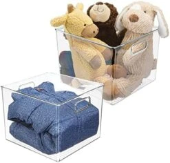 MDesign Deep Plastic Home Storage Organizer Bin With Built-in Handles For Cube Furniture Shelving In Office, Closet, Cabinet, Bedroom, Bathroom, Nursery, Dorm - Ligne Collection - 2 Pack - Clear -Songmics Furniture Shop 51 FAaZSMVL. AC