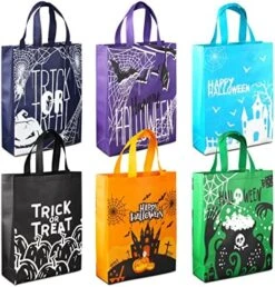 12PCS Halloween Trick Or Treat Bags,Halloween Tote Bags With Handles, Large Gift Bags, Multifunctional Non-Woven Halloween Bags For Gifts Wrapping, Trick Or Treat, Halloween Party Supplies, 15×11.8×3.9" -Songmics Furniture Shop 51 GD2WmUL. AC