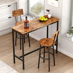 CALABASH Bar Table And Chairs Set,Industrial Counter Height Pub Table With 4 Chairs,Bar Table Set 5 Pieces Dining Table Set Home Kitchen Breakfast Table Set(Grey, Rectangular 1Table +4 Stools) -Songmics Furniture Shop 51 Rt8Pd4UL. AC