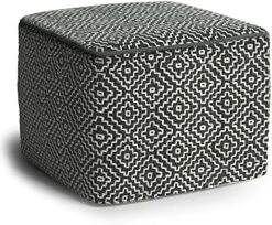 SIMPLIHOME Naya Cube Pouf, Footstool, Upholstered In Patterned Grey Melange Hand Woven Cotton, For The Living Room, Bedroom And Kids Room, Transitional, Boho -Songmics Furniture Shop 51 eQCkLZnS. AC
