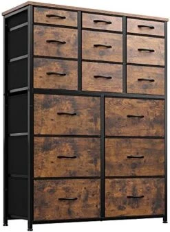 EnHomee 15 Drawers Dresser For Bedroom, Tall Dressers For Bedroom With Wood Top And Metal Frame, Large Bedroom Dressers & Chest Of Drawers For Bedroom, Closets, Nursery, Living Room, Rustic Brown -Songmics Furniture Shop 51 gX1Kz4aL. AC