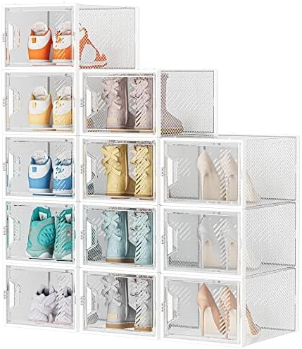 SIMPDIY Shoe Storage, 12 Pack Large Shoe Organizer For Closet, Shoe Boxes Clear Plastic Stackable Shoe Storage Boxes For Size 13 6 SIMPDIY Shoe Storage, 12 Pack Large Shoe Organizer For Closet, Shoe Boxes Clear Plastic Stackable Shoe Storage Boxes For Size 13 - Image 6