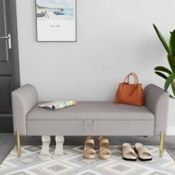 ALISH Storage Bench,Upholstered Storage Ottoman Bench,Modern Bed Bench Entryway Bench With Gold Legs For Bedroom Living Room Blue -Songmics Furniture Shop 51 nw7zRXuL. AC