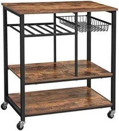 VASAGLE ALINRU Kitchen Baker’s Rack, Coffee Bar, Microwave Oven Stand, With Steel Frame, Wire Basket, 6 Hooks, 35.4", Rustic Brown 18 VASAGLE ALINRU Kitchen Baker’s Rack, Coffee Bar, Microwave Oven Stand, With Steel Frame, Wire Basket, 6 Hooks, 35.4", Rustic Brown -Songmics Furniture Shop 5109R7AOThL. AC 1
