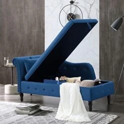 Velvet Chaise Lounge Indoor Chair With Pillow, Button Tufted Right Arm Facing Lounge Chair Bed With Nailhead Trim And Turned Legs, Modern Sleeper Sofa Couch For Living Room Bedroom Office (Rose) -Songmics Furniture Shop 510Bui4tEYL. AC