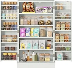 Function Home 41" Kitchen Storage Cabinet, Pantry Cabinet With Doors And Adjustable Shelves For Kitchen, Living Room And Dinning Room In White -Songmics Furniture Shop 510DDHSsEsL. AC