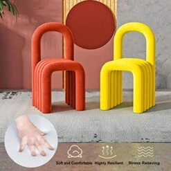 QQXX Velvet Footstool Ottoman,U-Shaped Footrest Stool With Backrest,Small Foot Stool Makeup Stool For Entryway, Modern Upholstered Sofa Seat Step Stool For Living Room Bedroom Decor(16x22x31inch, B) -Songmics Furniture Shop 510FNSrM42L