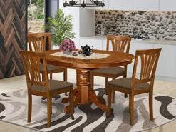 East West Furniture AVON5-SBR-C Dining Set, Linen Fabric Seat 18 East West Furniture AVON5-SBR-C Dining Set, Linen Fabric Seat -Songmics Furniture Shop 510MP9mK0TL. AC