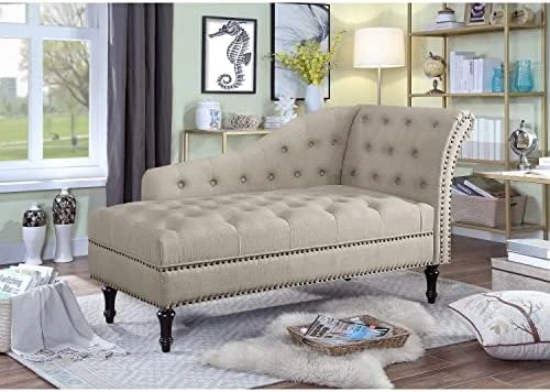 Rosevera Deedee Linen Upholstered Chaise Lounge Chair With Nailhead Trim For Living Room And Bedroom, Standard, Royal Navy 8 Rosevera Deedee Linen Upholstered Chaise Lounge Chair With Nailhead Trim For Living Room And Bedroom, Standard, Royal Navy - Image 8