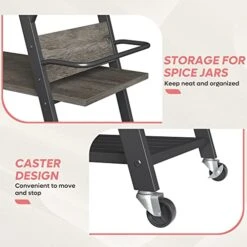 Bestier Coffee Bar Station, Kitchen Island Cart With Storage, Coffee Cart With Drawer, Paper Towel Holder And Lockable Wheels, Bar Table For Dinning Room Living Room, Gray -Songmics Furniture Shop 510Ps6vYvzL