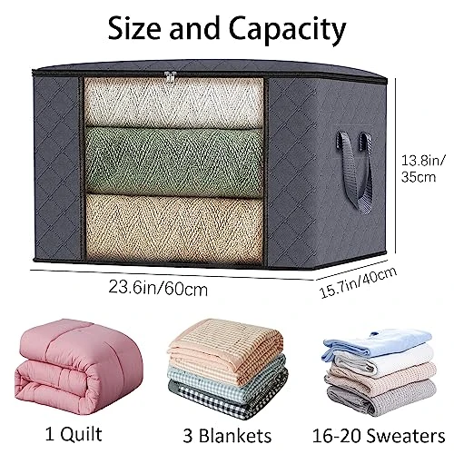 6 Pcs Clothes Storage Bags-Large Capacity Closet Organizers And Storage, Clothes Storage Bins With Reinforced Handles,Foldable Organizers Storage Containers For Clothing,Blanket, Comforters,Bedding 2 6 Pcs Clothes Storage Bags-Large Capacity Closet Organizers And Storage, Clothes Storage Bins With Reinforced Handles,Foldable Organizers Storage Containers For Clothing,Blanket, Comforters,Bedding - Image 2