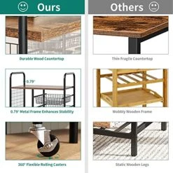 YITAHOME Kitchen Cart With Storage, Industrial Kitchen Carts For Home, Serving Cart With Cabinets And Movable Baskets, Rolling Bar Cart For Dining Room, Rustic Brown -Songmics Furniture Shop 510T8NObDrL
