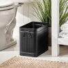 MDesign Decorative Retro Vintage Farmhouse Rectangle Metal Small Trash Can Wastebasket, Garbage Container Bin With Handles For Bathrooms, Powder Rooms, Kitchens - Oscar Collection, Black