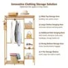 Ufine Bamboo Garment Rack 6 Tier Storage Shelves Clothes Hanging Rack With Side Hooks, Heavy Duty Clothing Rack Portable Wardrobe Closet Organizer