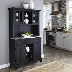 Homestyles Sideboards-buffets-credenzas, Server With Hutch, Black