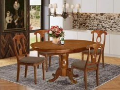 EAST WEST FURNITURE 7 Pc Dining Room Set-Oval Dining Table With Leaf And 6 Chairs -Songmics Furniture Shop 510tar4zVTL. AC