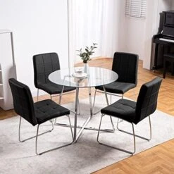 Bacyion Dining Table Set For 4 Person - Tempered Glass Table And PU Leather Chairs -Modern Kitchen Table And Chairs Set For Home, Kitchen, Living Room, Breakfast Nook (White) 18 Bacyion Dining Table Set For 4 Person - Tempered Glass Table And PU Leather Chairs -Modern Kitchen Table And Chairs Set For Home, Kitchen, Living Room, Breakfast Nook (White) -Songmics Furniture Shop 510u9mY N4L. AC