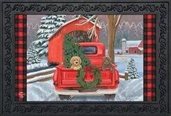 Briarwood Lane Winter Puppy Pickup Doormat Christmas Indoor Outdoor 30" X 18"