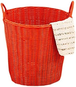 Solid Color Dirty Clothes Basket Woven Storage Baskets Plastic Rattan Toy Storage Box Woven Laundry Basket (Coffee) 5 Solid Color Dirty Clothes Basket Woven Storage Baskets Plastic Rattan Toy Storage Box Woven Laundry Basket (Coffee) - Image 5