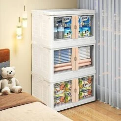 4Pcs Plastic Storage Containers With Handle For Clothes Organizing Cabinet Stackable Lidded Storage Bins With Wheel,8.5Gal Collapsible Storage Box For Snacks Pantry Bedroom Closet Playroom Office -Songmics Furniture Shop 511Fq8HIbqL. AC