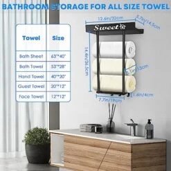 Towel Racks For Bathroom Wall Mounted With Shelf, Bathroom Towel Storage With 3 Hooks, Wall Towel Rack For Rolled Towels, Towel Holder For Bathroom Wall, Bathroom Shelves For Towels, Towel Organizer -Songmics Furniture Shop 511FvoQn8TL