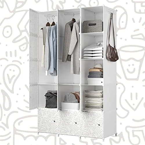 JOISCOPE Portable Closet For Hanging Clothes, Combination Armoire, Modular Cabinet For Space Saving, Ideal Storage Organizer Cube For Books, Toys, 8 Cubes 11 JOISCOPE Portable Closet For Hanging Clothes, Combination Armoire, Modular Cabinet For Space Saving, Ideal Storage Organizer Cube For Books, Toys, 8 Cubes - Image 11