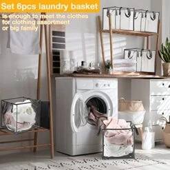 6 Pcs Popup Laundry Hamper 12.6 Inch Small Collapsible Laundry Baskets With Handles, Portable Mesh Laundry Hamper, Foldable Clothes Hamper For Washing Storage, Kids Toy College (Grey, Single Layer) -Songmics Furniture Shop 511V9t17QsL