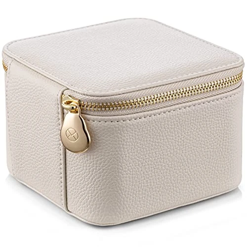Vlando Small Jewelry Box Organizer,Travel Jewelry Storage With 6 Velvet Jewelry Zipper Pockets,Premium Petal Hardware Jewelry Case For Women Girls Gift (white) 4 Vlando Small Jewelry Box Organizer,Travel Jewelry Storage With 6 Velvet Jewelry Zipper Pockets,Premium Petal Hardware Jewelry Case For Women Girls Gift (white) - Image 4