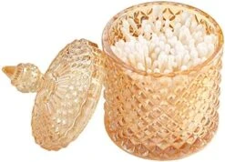 YOUDirect Apothecary Jars, 20 OZ Glass Jars With Lids, Luxurious Crystal Bathroom Canisters Storage Organizer For Bath Salts/Bombs Cotton Balls/Swabs/Makeup Sponges (Rose Gold) -Songmics Furniture Shop 511ctE1VdsL. AC