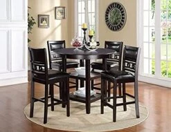 New Classic Furniture Gia 5-Piece Round Counter Height Set With 1 Dining Table And 4 Chairs, 42.25", Cherry -Songmics Furniture Shop 511dD1I WhS. AC
