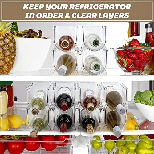 TIMIEEYA Wine Bottle Holder - 8PCS Stackable Acrylic Wine Rack Countertop, Wine & Water Bottle Organizer Wine Holder Stand For Kitchen Countertops, Table Top, Pantry, Fridge, Bars, Clear 3 TIMIEEYA Wine Bottle Holder - 8PCS Stackable Acrylic Wine Rack Countertop, Wine & Water Bottle Organizer Wine Holder Stand For Kitchen Countertops, Table Top, Pantry, Fridge, Bars, Clear - Image 3