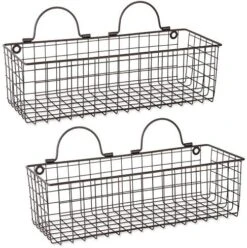 DII Farmhouse Vintage Décor, Wire Wall Basket, Medium, Black, 2 Piece -Songmics Furniture Shop 511lLzvkuuL. AC