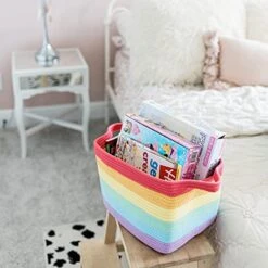 OrganiHaus Woven Basket For Storage | Basket For Shelves | Toy Basket | Throw Blanket Basket For Living Room | Cotton Rope Basket For Storage | Decorative Baby Basket For Towels | Rainbow Basket 14x9 14 OrganiHaus Woven Basket For Storage | Basket For Shelves | Toy Basket | Throw Blanket Basket For Living Room | Cotton Rope Basket For Storage | Decorative Baby Basket For Towels | Rainbow Basket 14x9 -Songmics Furniture Shop 511mP1XSocL