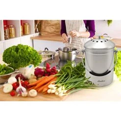 Abakoo Stainless Steel Compost Bin For Kitchen Countertop Compost Bucket Kitchen Pail Compost With Lid 1.3 Gallon-Includes 4 Filters -Songmics Furniture Shop 511nfhzXHIL