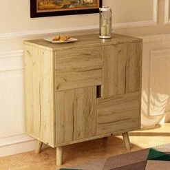 JOYSOURCE Buffet Cabinet Kitchen Sideboard With Storage Buffet Table Wooden Bar For Kitchen Dining Room Hallway Living Room, Brown -Songmics Furniture Shop 511pJ5hq07L. AC