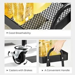 SONGMICS 3-Tier Rolling Cart, Metal Storage Cart, Kitchen Storage Trolley With 2 Brakes And Handles, Utility Cart, Easy Assembly, For Painting Utensils Bedroom Laundry Room, Black UBSC068B01 -Songmics Furniture Shop 511r1CDNB1S