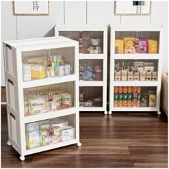 Clear Storage Bin With Lid 3 Pack 【Stackable & Sturdy】Plastic Bins For Storage, Multifunctional Folding Storage Bins For Bedroom, Living Room, Study, Toy Room, 23 QT Folding Box With Magnetic Door -Songmics Furniture Shop 511w1HAmUHL. AC