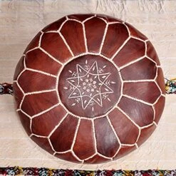 ARTOUARZAZATE Set Of 2 Amazing Moroccan Pouf With Leather Pouf, Ottomans,Footstool,100% Handmade Ready To Magic Your Living Room! Unstuffed (Dark Brown) -Songmics Furniture Shop 511zDHkcKcL