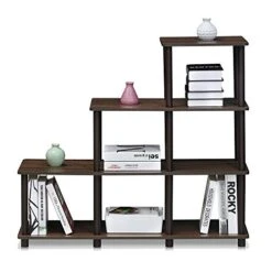 FURINNO 3 Shelves, Turn-N-Tube Ladder Space Shelf, Walnut/Brown -Songmics Furniture Shop 5121yTOoOCL